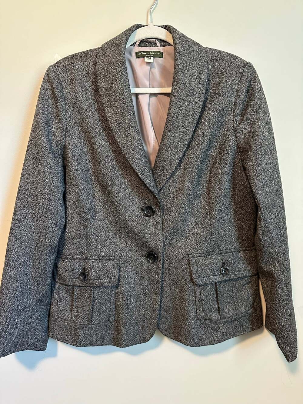 Eddie Bauer Blazer 14 Wool Silk Tweed Brown Old Money Preppy Academia Classic